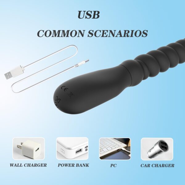 Vibrating Rechargeable 7-Inch Spiral Anal / Vagina Sex Toy - 116 - Image 2