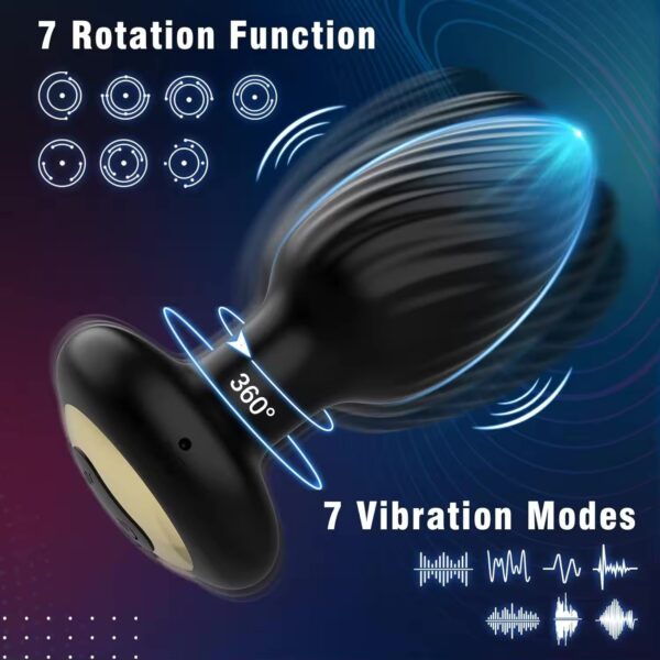 360° Rotating Rechargeable Anal Plug Vibrator Sex Toy - 117 - Image 2