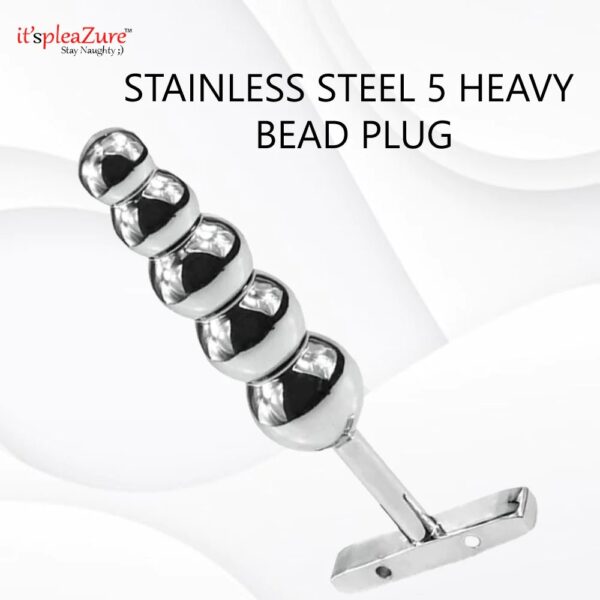Stainless Steel 5 Heavy Bead Anal Plug Sex Toy - 66